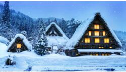 MÉDIA Natura176 Falu a hegyekben télen öntapadós és mosható fali tapéta, 270 x 200 cm (FOTOTAP3379)