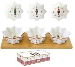 Easy Life-Nuova Porcelán csillagtálka szett 3 db-os, bambusztálcán, 34x12cm, Nutcrackers (ZV-8____1544121949)
