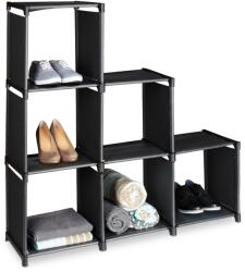 Relaxdays Raft modular Relaxdays cu 6 rafturi cub, negru (10031334) Raft