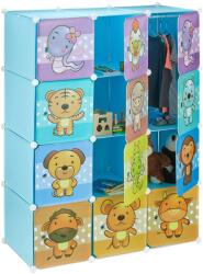 Relaxdays Raft modular tip cub pentru copii, 12 compartimente, Albastru cu personaje animate (10038316) Raft