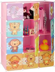 Relaxdays Dulap modular cu rafturi cub pentru copii, Roz cu personaje animate (10038326) Raft