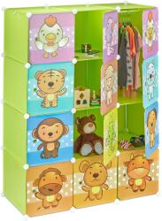 Relaxdays Raft modular pentru copii cu 12 compartimente tip cub, Verde cu animalute (10038336) Raft