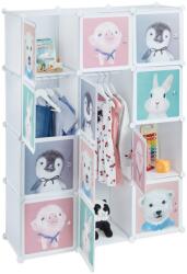 Relaxdays Raft modular tip cub pentru copii cu 8 compartimente, alb cu personaje animate (10070637) Raft