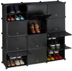 Relaxdays Dulap modular tip cub pentru pantofi cu 24 de compartimente, negru (10069120) Raft