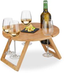 Relaxdays Masă rotundă de vin pentru picnic din bambus (10133434) Tava