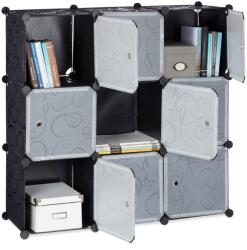 Relaxdays Dulap modular Relaxdays cu uși, 9 compartimente cub, Negru (10040073) Raft