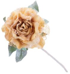  Virág MagicHome, bazsarózsa levéllel, arany, szár, virágméret: 12 cm, virághossz: 23 cm