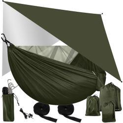 Trizand khaki turisztikai függőágy ponyvával és szúnyoghálóval 260x140 cm 25364 (5900779955103)