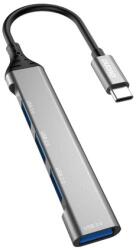 Dudao HUB adapter 4in1 USB-C - 4x USB-A (3 x USB2.0 / USB3.0) 6.3 cm fekete