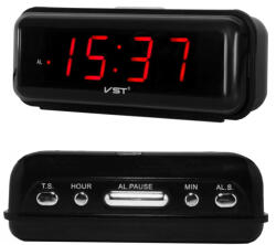 VERK GROUP Ceas deșteptător electronic LED cu afișaj mare, format 24h, negru (01720)