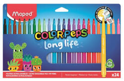 Maped Filctoll készlet, 3, 7 mm, kimosható, MAPED „Color`Peps Long Life 2, 24 különböző szín (IMA844002) - tintasziget