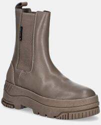 Tommy Jeans bőr bokacsizma TJW CHELSEA FLATFORM BOOT - barna Női 41