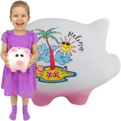  Perszonalizált, fehér kerámia persely XL-es méretben, grafikával és a gyermek Nevével