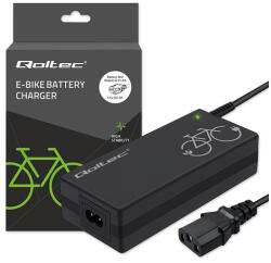 Qoltec Elektromos Kerékpár Töltő 36V | 42V | 2A | C14-IEC-3Pin + Tápkábel (52617)