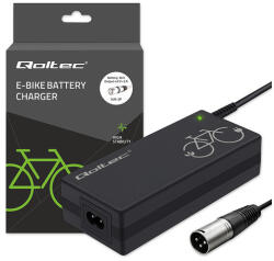 Qoltec Elektromos Kerékpár Töltő 36V | 42V | 2A | 3P XLR-18mm + Tápkábel (52615)