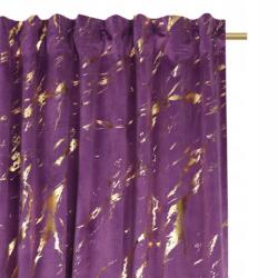  Velúr függöny lila márvány arany 250x140 cm szalagos hullám alagút (L 786)