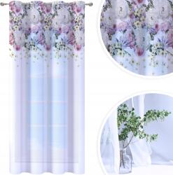 HomeView Függöny Voile 140X250 CM Színes Mintás Karikával, Virágos Függöny 010 (H-FPG010-140x250)
