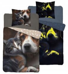 Detexpol Licencált ágyneműhuzat 160x200cm Kutya És Macska 100% Pamut (LIC160-4731A)