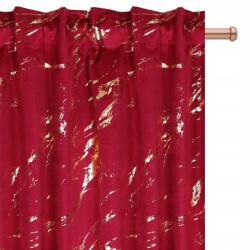  Velúr függöny 250x140cm arany márvány szalag Wave sötétpiros (L 786)