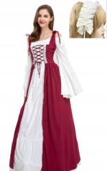  Középkori Ruha Reneszánsz Ruha Hölgy +pánt Gótikus Retro Bál Rm (dama dworu z opaską)