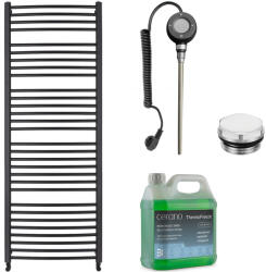 Cerano - Stefano fürdőszobai elektromos radiátor szett - WIFI - 600W - matt fekete - 1460x650 mm