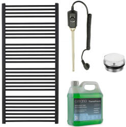 Cerano - Alberto fürdőszobai elektromos radiátor szett - 900W - matt fekete - 1380x650 mm