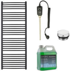 Cerano - Stefano fürdőszobai elektromos radiátor szett - 900W - matt fekete - 1710x650 mm