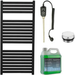 Cerano - Vincenzo fürdőszobai elektromos radiátor szett - 300W - matt fekete - 970x450 mm