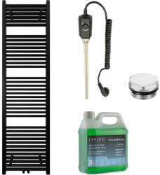 Cerano - Lincoln fürdőszobai elektromos radiátor szett - 600W - matt fekete - 1800x500 mm (CER-978845)