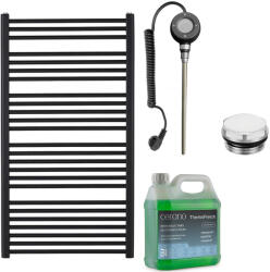 Cerano - Alberto fürdőszobai elektromos radiátor szett - WIFI - 600W - matt fekete - 1180x650 mm