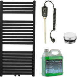 Cerano - Luigino fürdőszobai elektromos radiátor szett - 300W - matt fekete - 970x450 mm