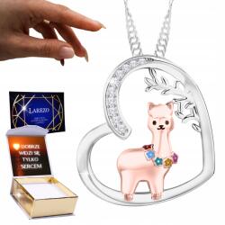 Larezo Nyaklánc 925 Aranyozott 18K szív láma alpaka bff cirkóniákkal Nyomtatás (srebrny łańcuszek z zawieszka wisiorek sm0731)
