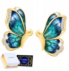 Larezo Arany Pillangó Szárny Fülbevaló Kék Pillangók Csillogó Ezüst 925 (zlote kolczyk owady dlugie srebrne z emalia 3)