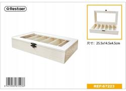  Fából készült ékszerdoboz üvegezett fedéllel (67223)