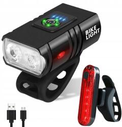 Interlook Akkumulátoros Led Kerékpár Lámpa Szett Első És Hátsó Alumínium 1000lm (BL03+BL056-BLACK)