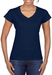 Gildan Softstyle V-nyakú testhez álló rövid ujjú női póló, Gildan GIL64V00, Navy-XL (giL64V00nv-xl)