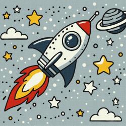 Ideyka Színezés számok alapján Űrhajós rakéta gyerekeknek (KHO1229)