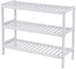 LEOBERT Suport depozitat incaltaminte, Artool, 3 polite, lemn bambus, alb, 70x26x55 cm GartenVIP DiyLine (2486_1) Pantofar