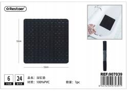  Fürdőszobaszőnyeg Pvc Fekete 52x52cm Csúszásgátló (907039)