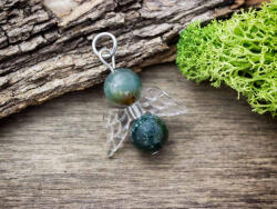 R. M. ékszer Harmónia angyal moha foltos achát ásvány medál (12482-RM)