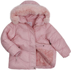 F-26 Téli kabát rózsaszín meleg steppelt fényes szőrme 4 98/104 (YF-21318A)