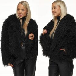 DEMUR Női Téli Dzseki Szőrme szőrme könnyű szőrme láma elegáns fekete S/m (kurtki damskie futrzane zimowe na zimę)