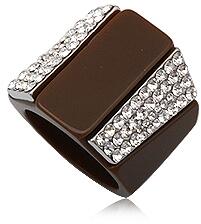 Denai Gyanta gyűrű barna nagy fehér kristályokkal Csíkok méret 14, 5 (7) (FP8536)