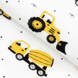 Goldea pamut krepp anyag - kotrógépek és építkezési eszközök 160 cm