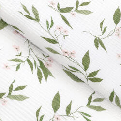 Goldea pamut krepp anyag - jázmin virágmintás 160 cm