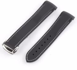  Curea silicon neagra cusătura albă capăt curbat 20mm pentru Omega Seamaster