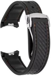  Curea silicon neagra, cusături portocalii, capăt curbat 20mm pentru Omega Seamaster