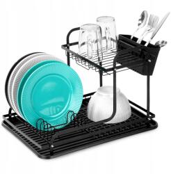 ORION Edényszárító 2 szintes fekete evőeszköztartó 42, 5 cm Orion (8592381198176)