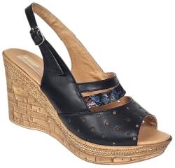 MV Ciucaleti Sandale dama din piele naturala cu platforme de 8.5 cm Negru Floral BVS46XNF, marimea 41