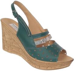 MV Ciucaleti Sandale dama din piele naturala cu platforme de 8.5 cm Verde Color BVS46XV, marimea 40